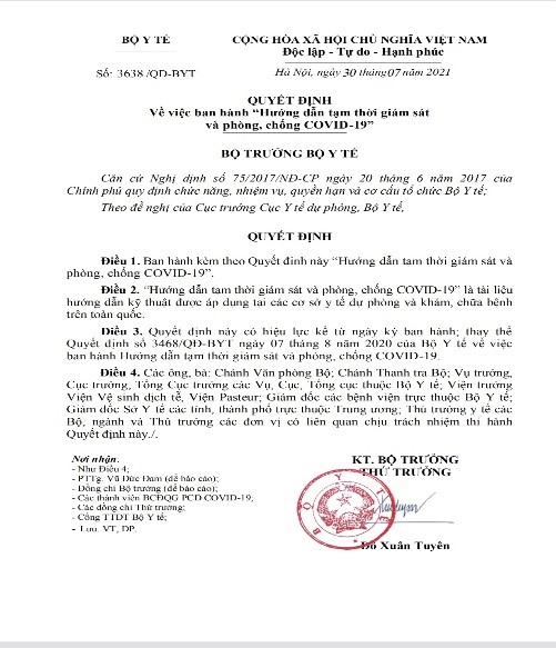 HƯỚNG DẪN TẠM THỜI GIÁM SÁT VÀ PHÒNG, CHỐNG COVID-19