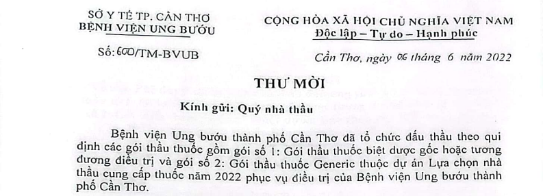 Thông báo: Mời Qúi Công Ty Dự Thầu