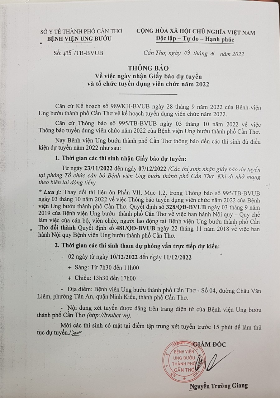 Thông Báo Tuyển Dụng
