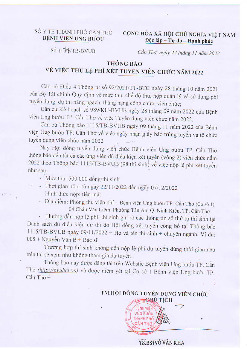 TB thu phi xet tuyen VC 2022